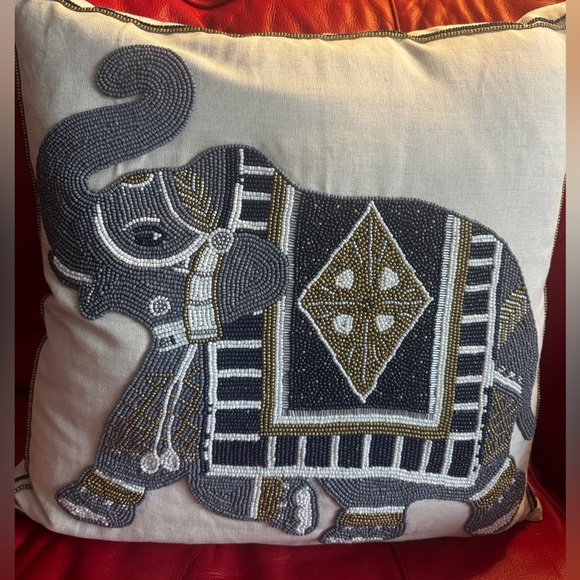 Beautiful Beaded Elephant Pillow - Picture 2 of 3